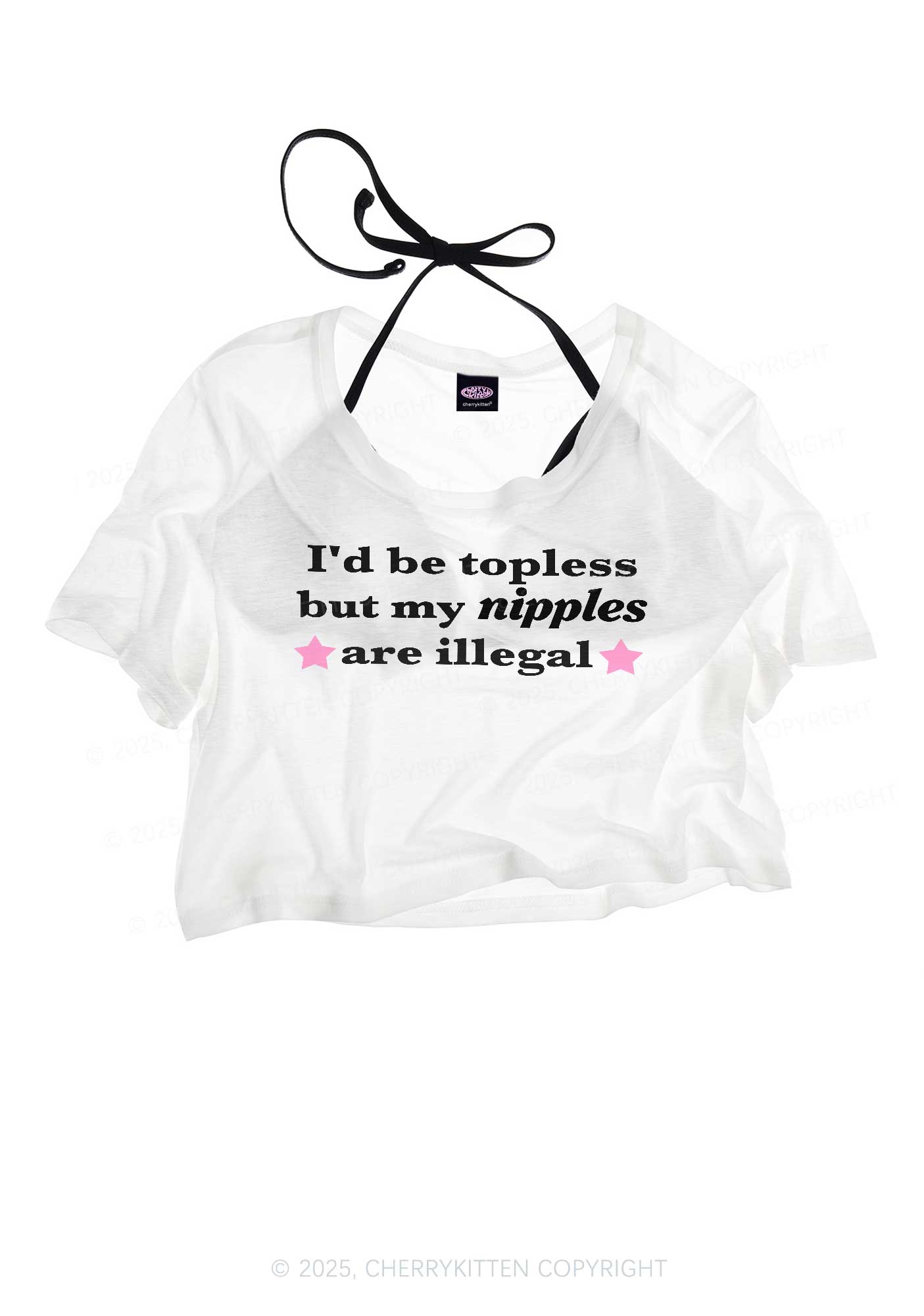 Nixxles Are Illegal Y2K Sheer Crop Tee Cherrykitten