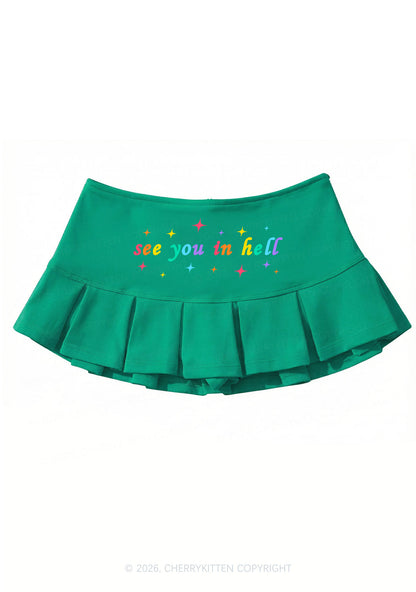 See You In Hell Pride Y2K Mini Pleated Skirts Cherrykitten