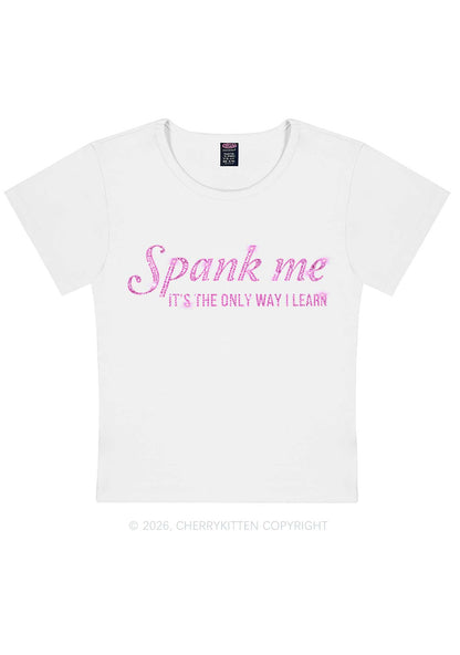 Rhinestone Spank Me Y2K Baby Tee Cherrykitten