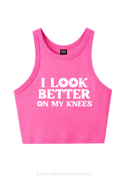 I Look Better On My Knees Y2K Crop Tank Top Cherrykitten