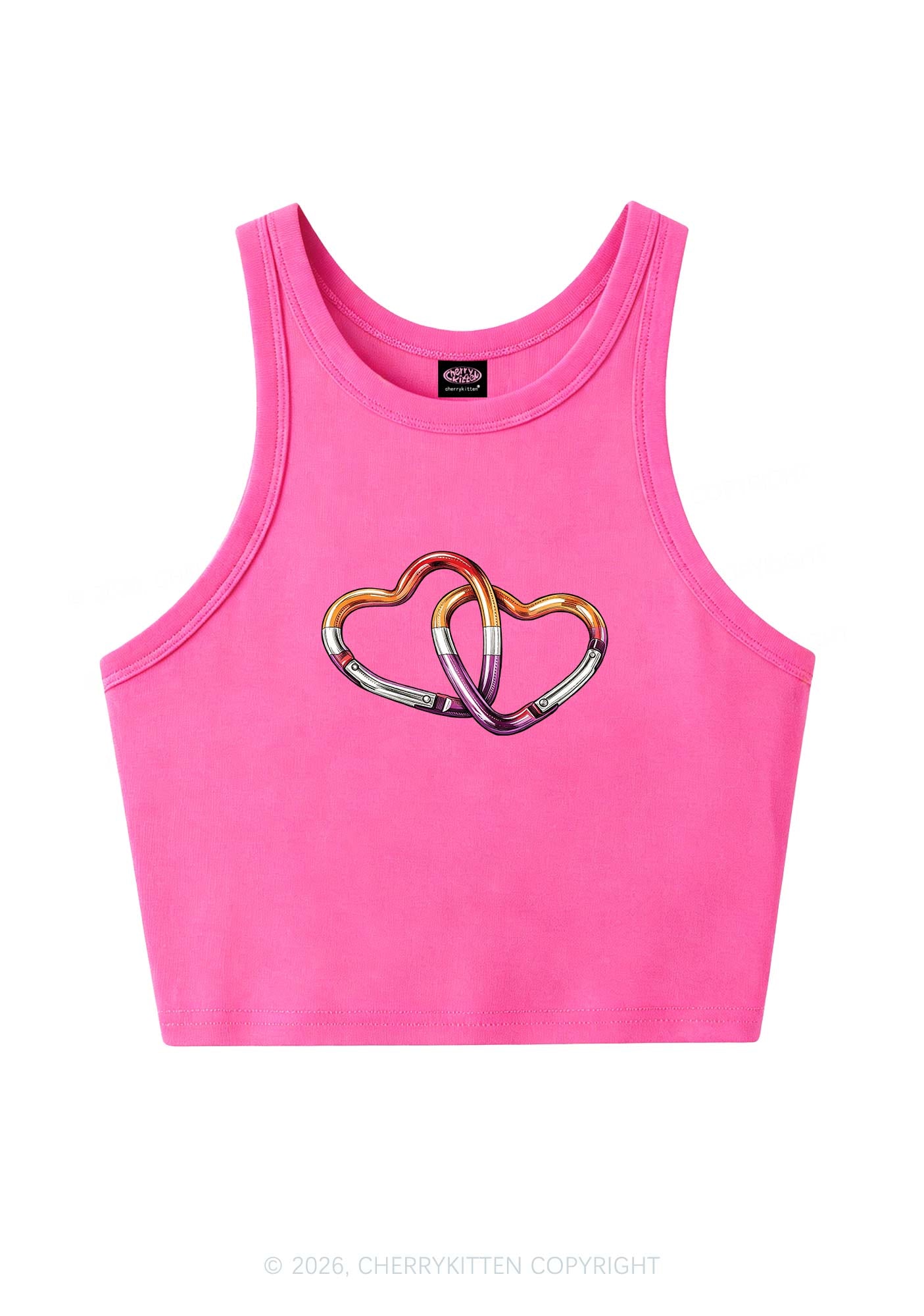 Carabiner Hearts Pride Y2K Crop Tank Top Cherrykitten
