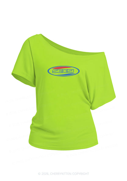 Sexsi Slogan Y2K Off Shoulder Tee Cherrykitten