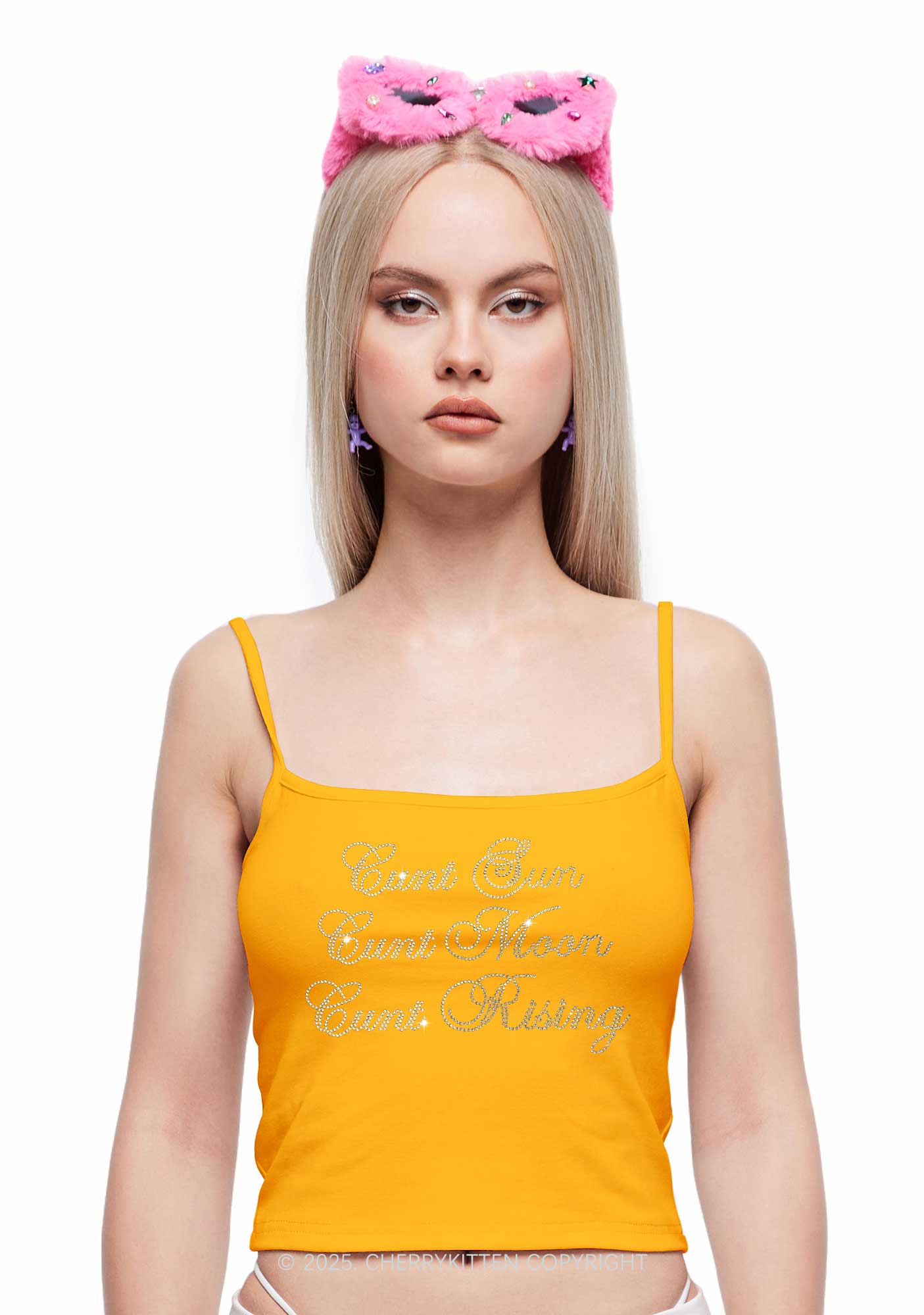 Rhinestone Sun Moon Rising Y2K Spaghetti Strap Cami Cherrykitten