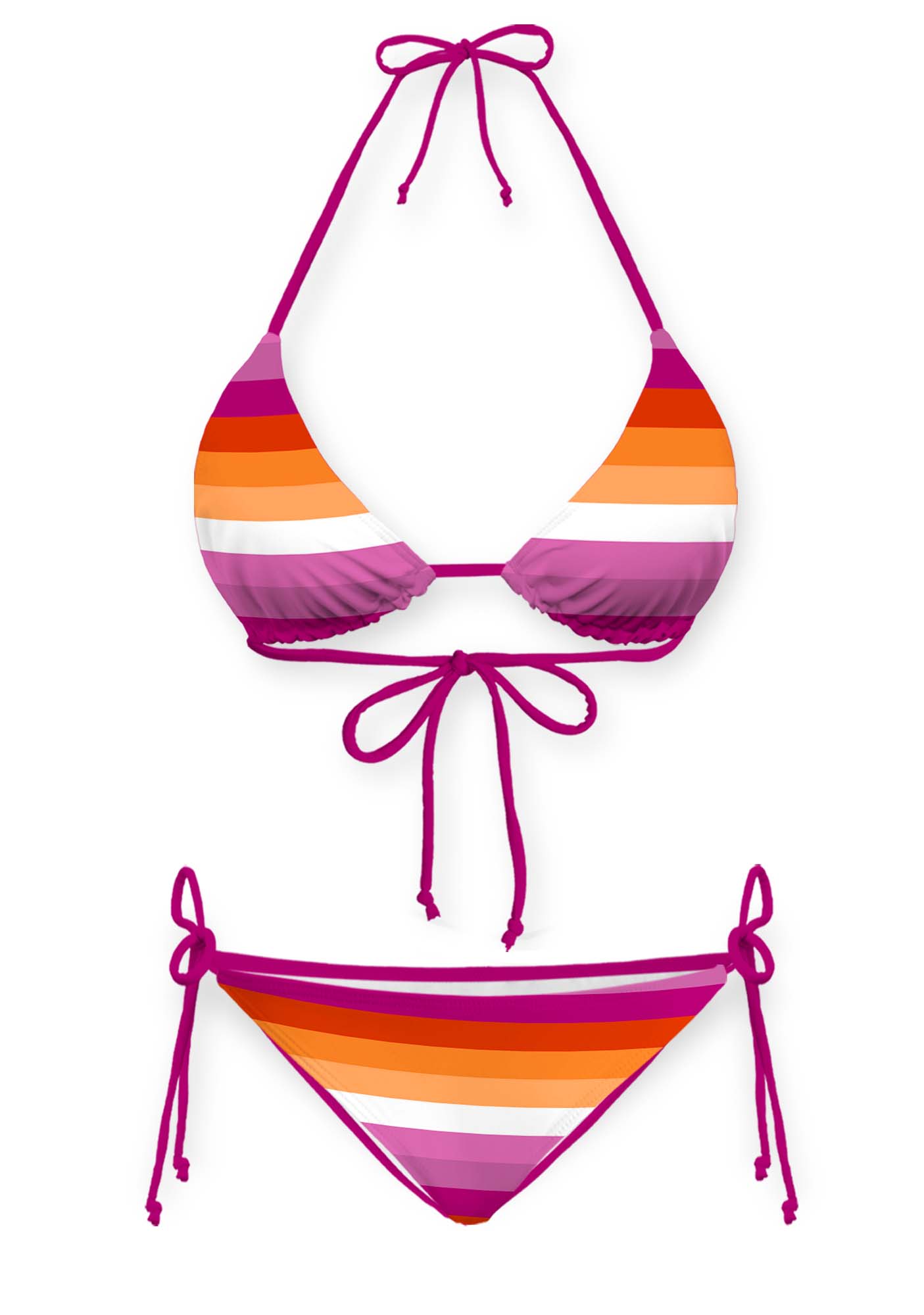 Lesbian Stripes Pride Y2K Print Bikini Set Cherrykitten