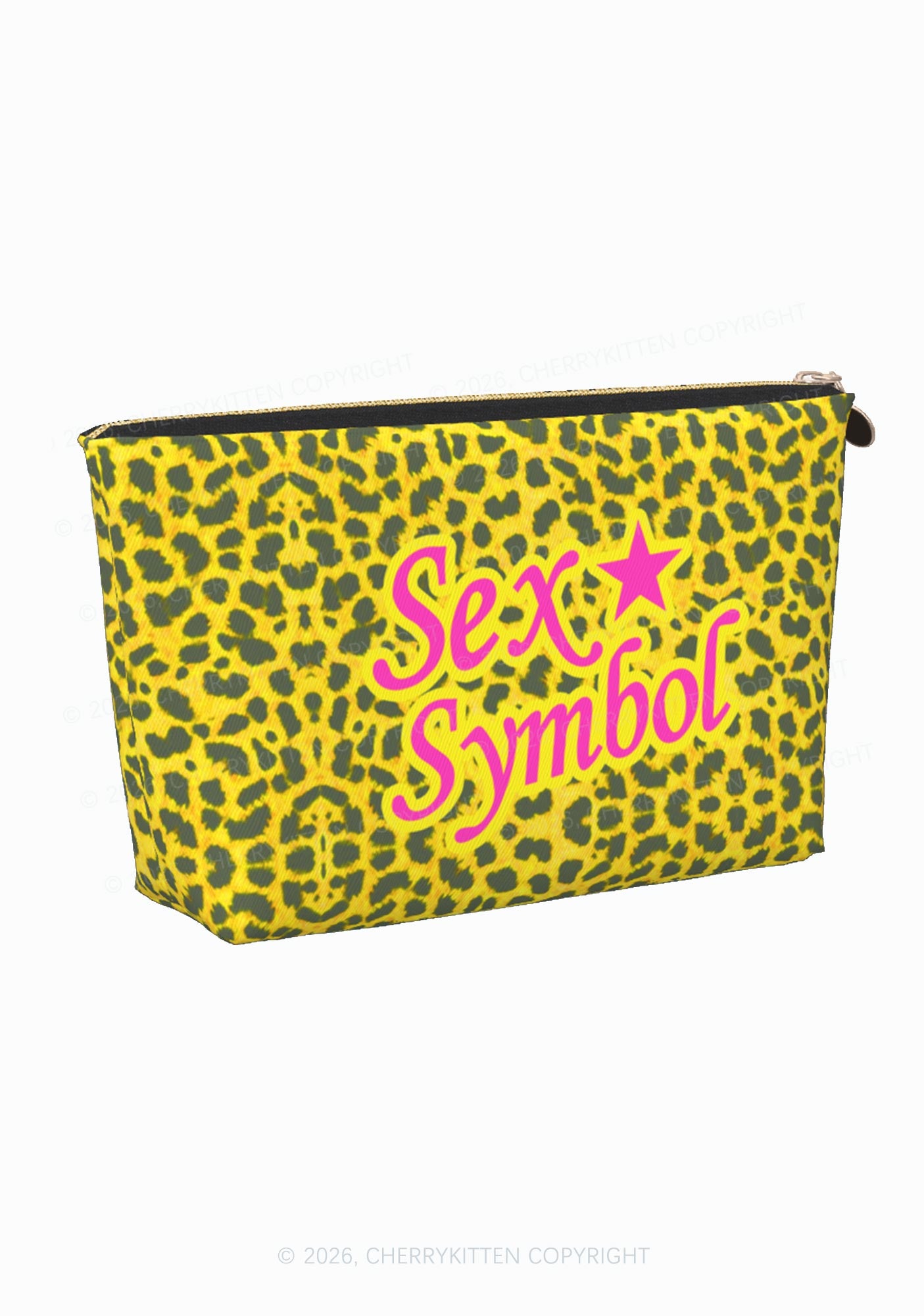 Sx Symbol Yellow Leopard Y2K Makeup Bag Cherrykitten