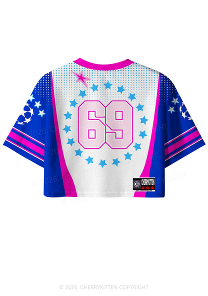 Heart Spotted Pony Y2K Crop Sport Jersey Shirts Cherrykitten
