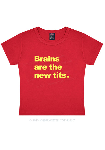 Brains Are New Txts Y2K Baby Tee Cherrykitten