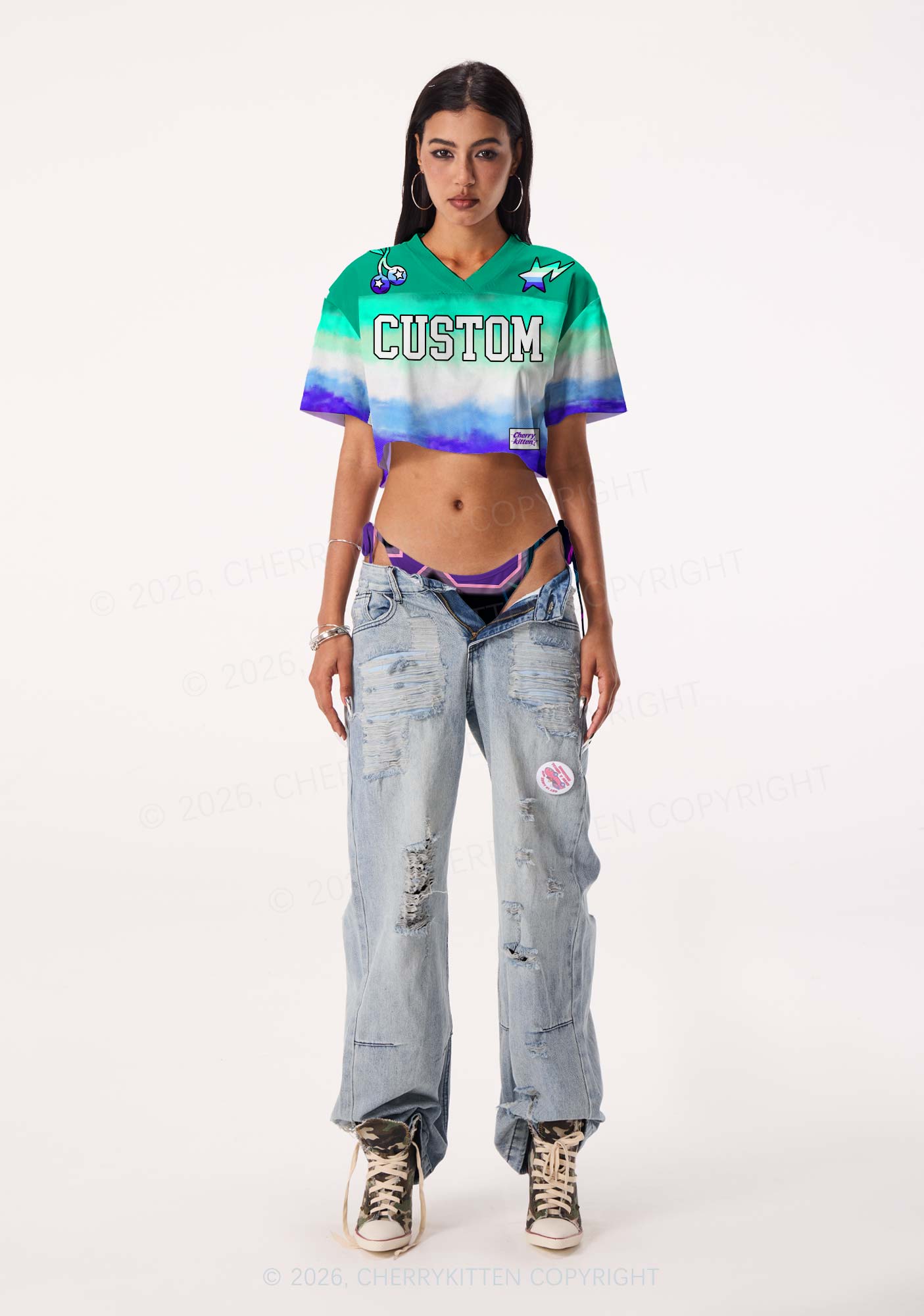 Custom Gay Flag Colors Pride Y2K Crop Sport Jersey Shirts Cherrykitten