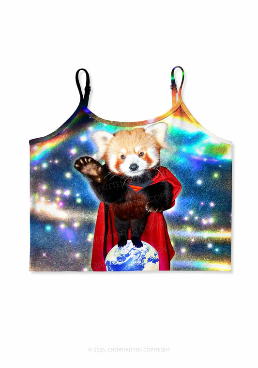 Super Raccoon Y2K Print Cami Crop Top Cherrykitten
