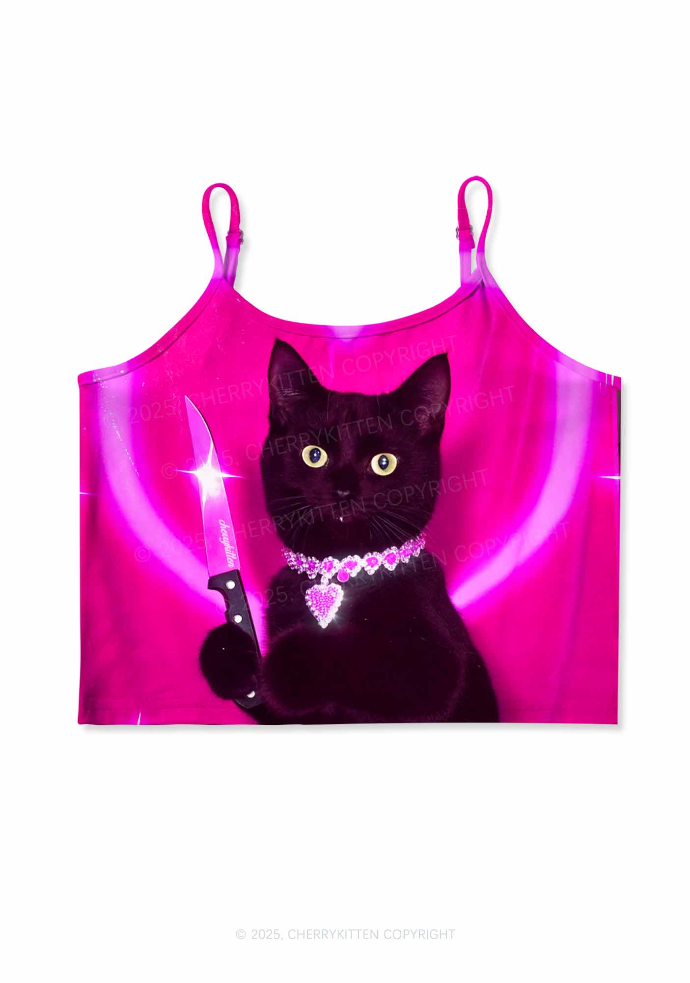 Halloween Cats Threat Y2K Print Cami Crop Top Cherrykitten