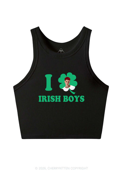 Custom I Love Shamrock Irish Boys St Patricks Y2K Crop Tank Top Cherrykitten