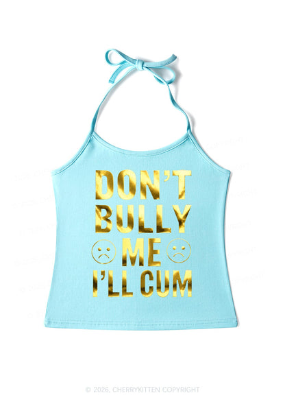 Dont Bully Me Silver Foil Printed Y2K Halter Neck Cami Cherrykitten