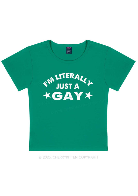 Literally Just A Gay Pride Y2K Baby Tee Cherrykitten