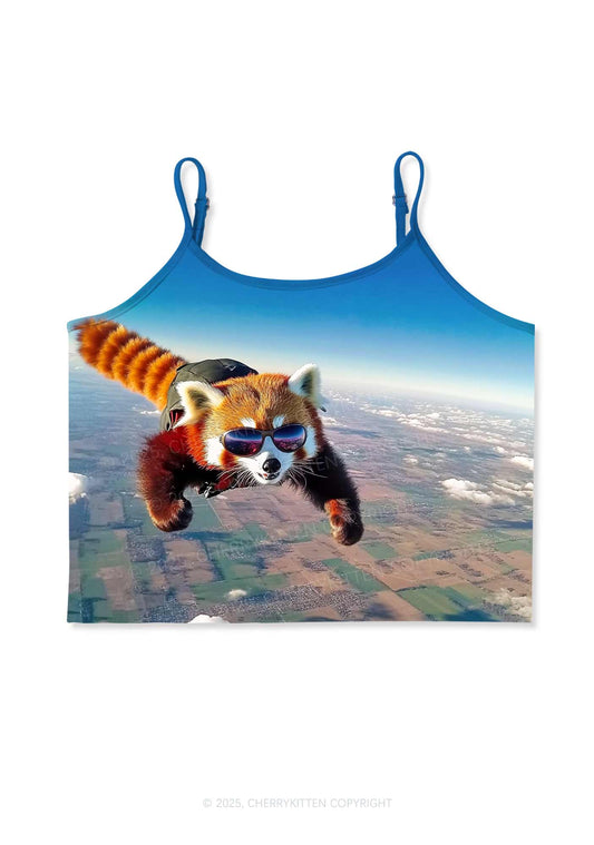 Flying Cool Raccoon Y2K Print Cami Crop Top Cherrykitten