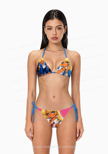 Anime Girl Y2K Print Bikini Set Cherrykitten