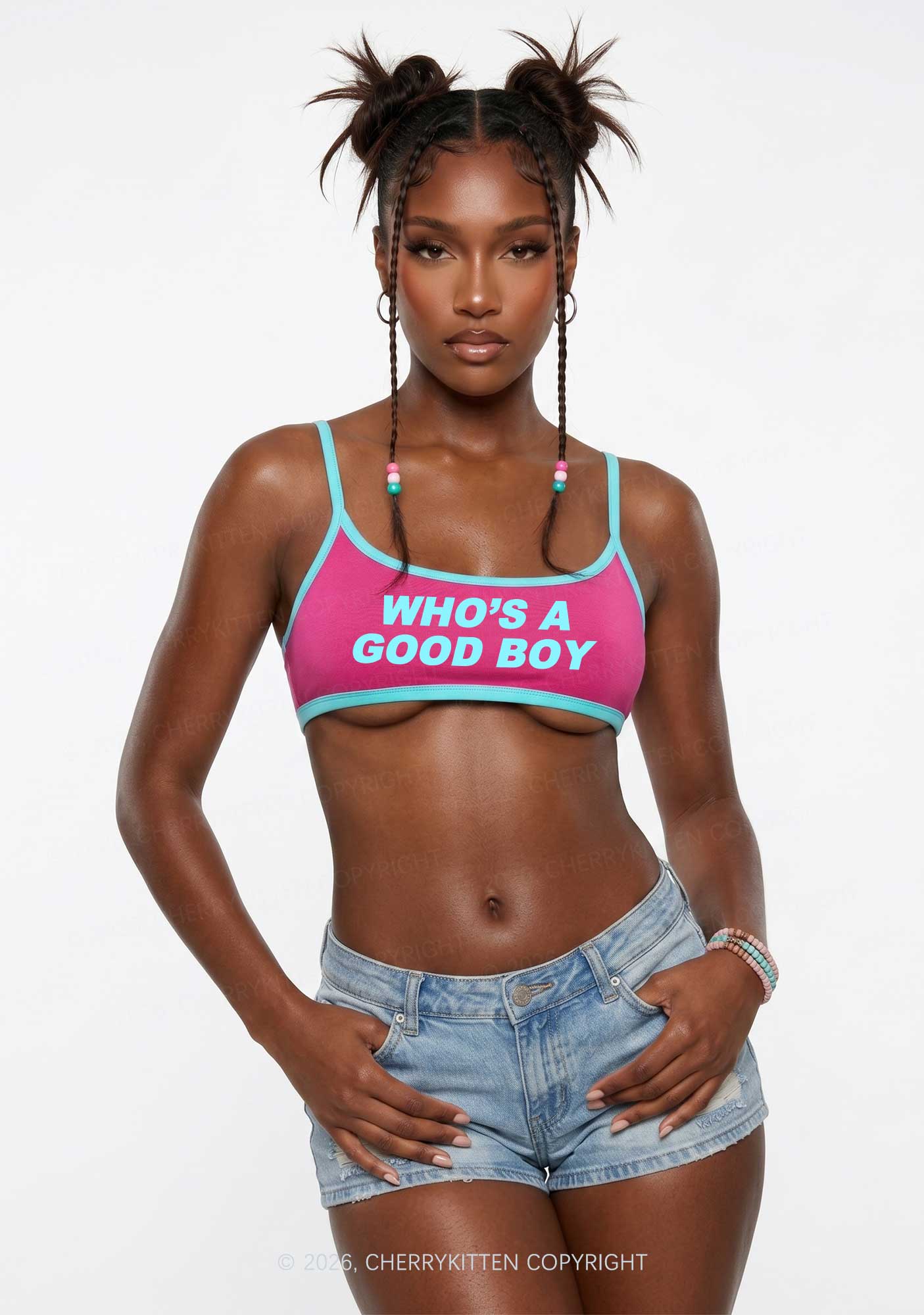 Whos A Good Boy Y2K Super Crop Cami Cherrykitten