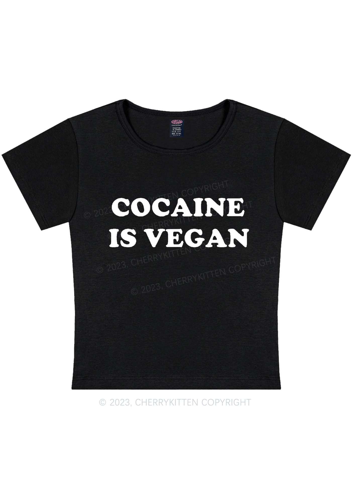 Cola Is Vegan Y2K Baby Tee Cherrykitten