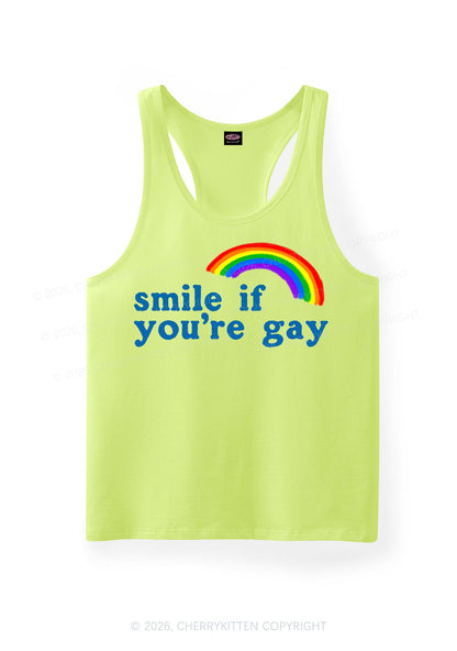 Smile If You Are Gay Pride Y2K Men Racerback Tank Top Cherrykitten