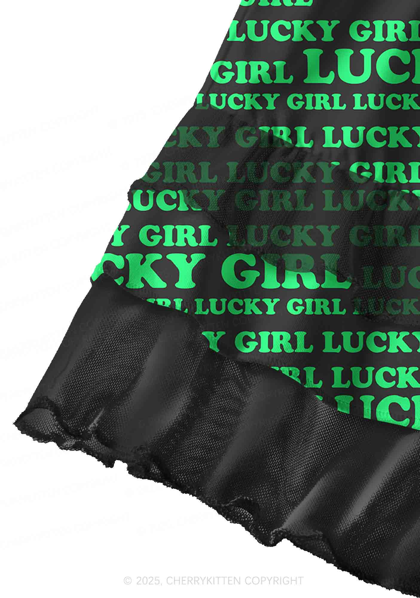 Lucky Girl Y2K Print Mini Layered Skirt Cherrykitten