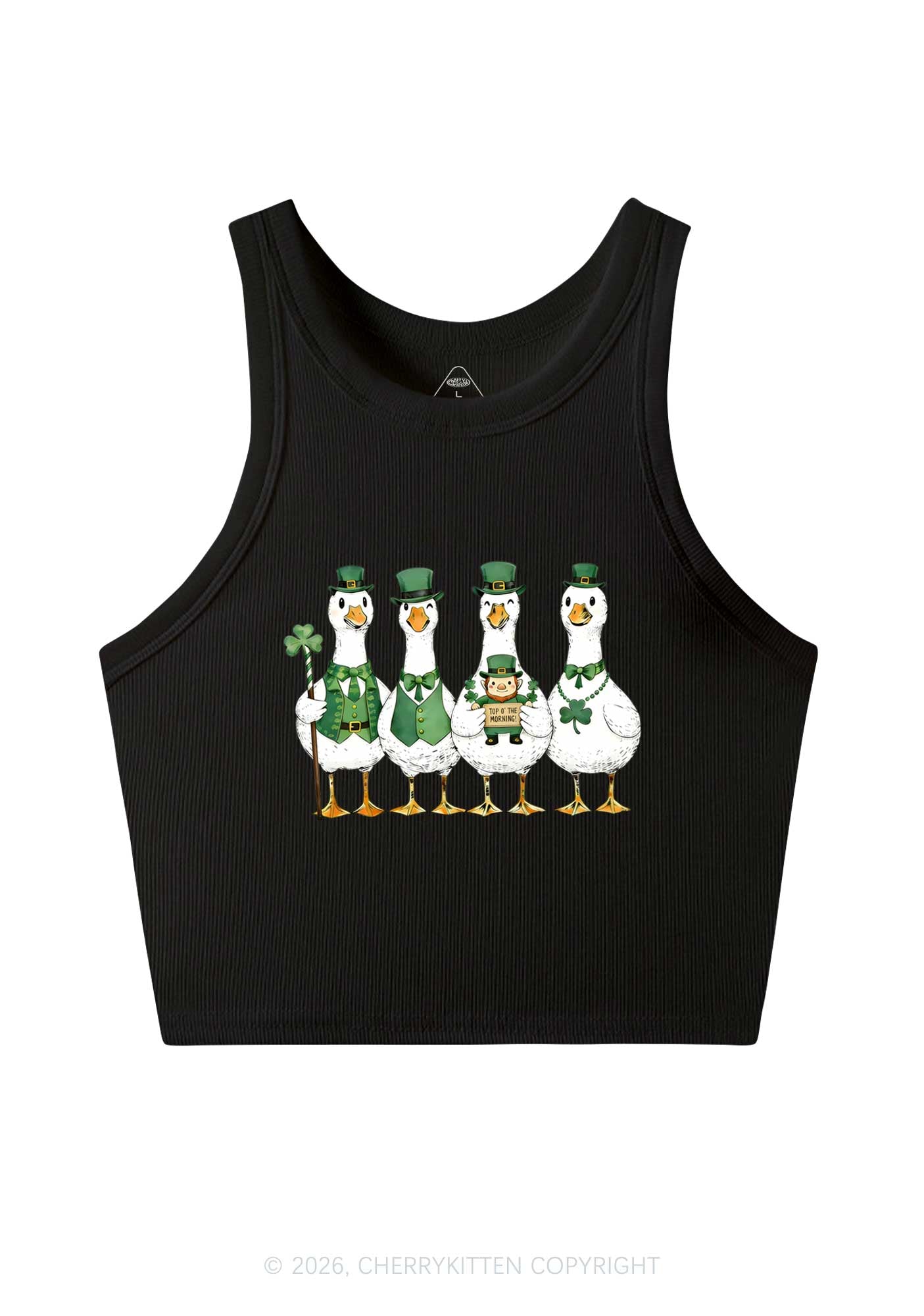 Irish Goose Gang St Patricks Y2K Crop Tank Top Cherrykitten