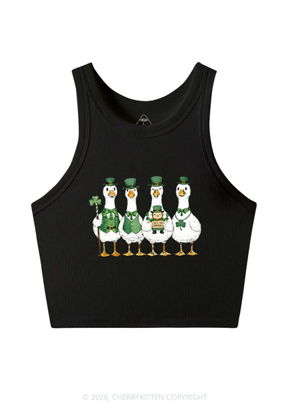Irish Goose Gang St Patricks Y2K Crop Tank Top Cherrykitten