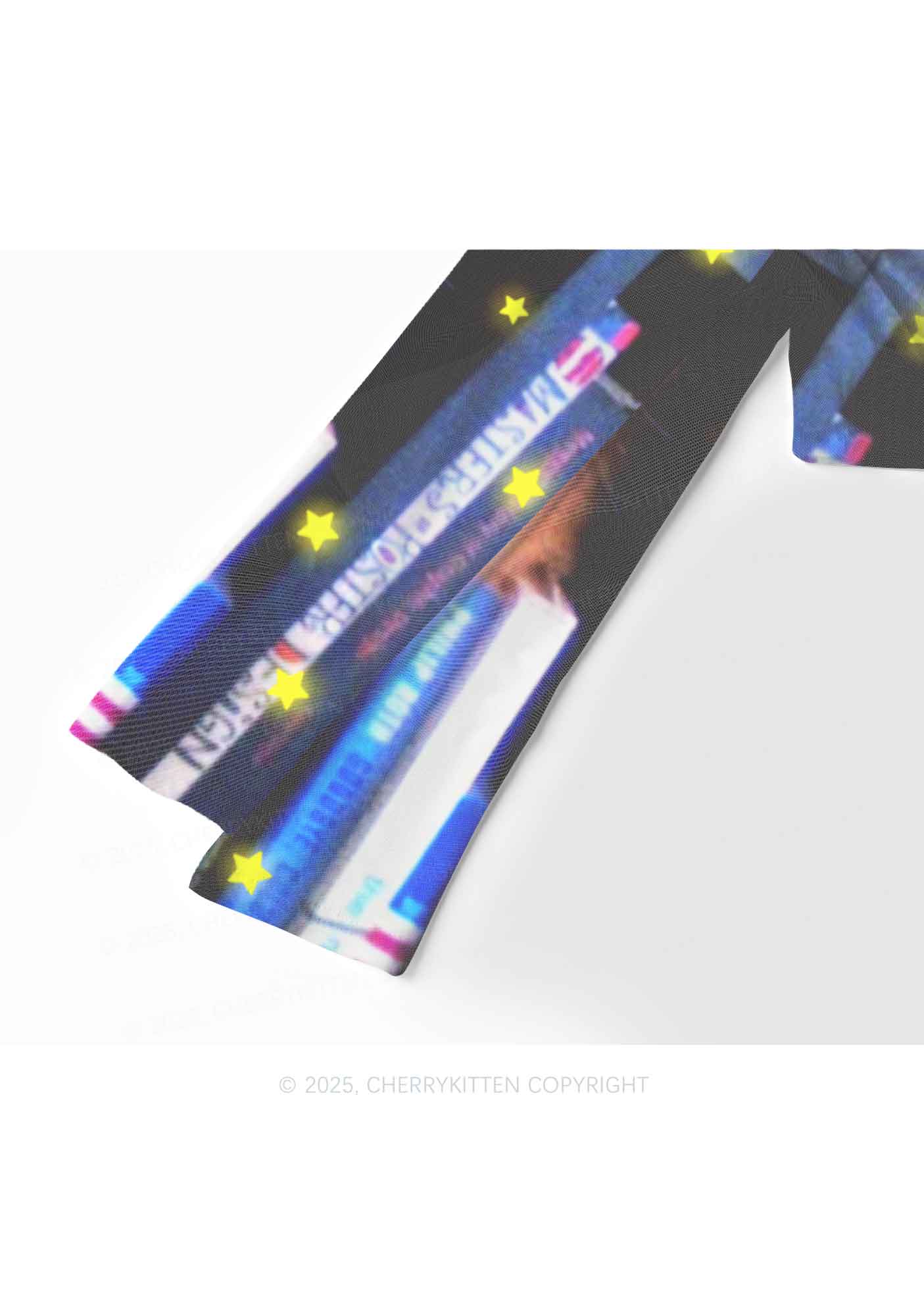 Feline Bookworm Y2K Mesh Long Sleeve Crop Top Cherrykitten