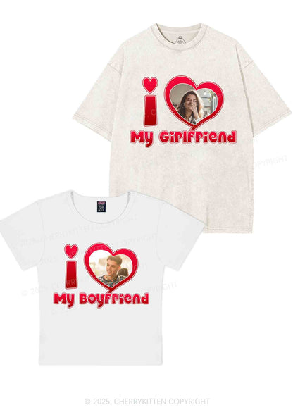 Custom BF GF Red Heart Y2K Valentine's Day Couple Shirt Cherrykitten