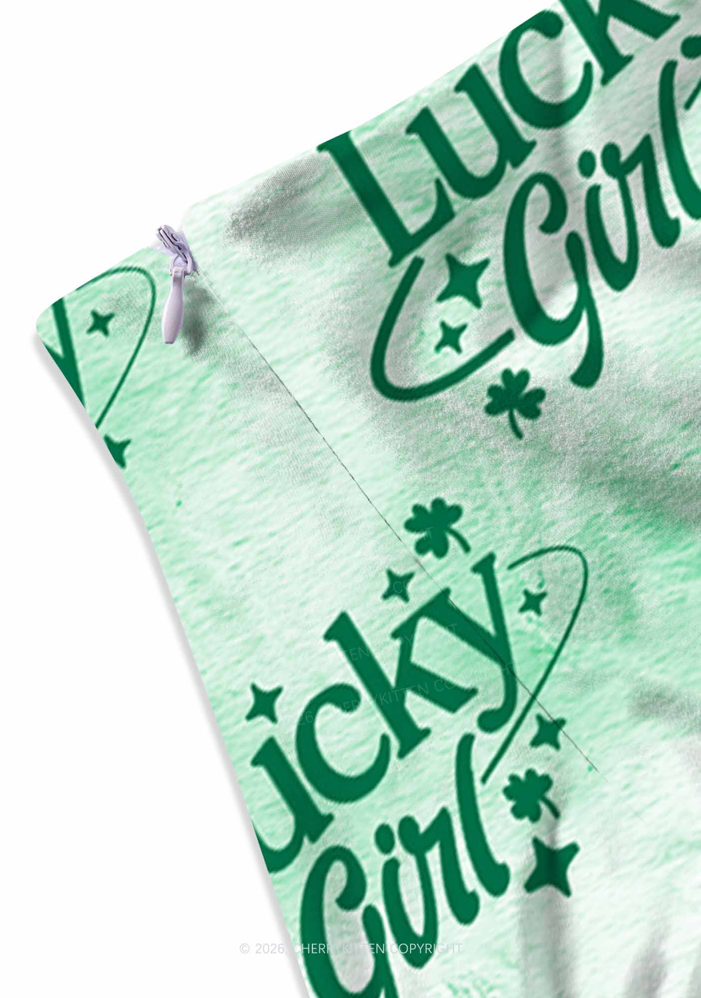 Lucky Girl Green Clover St Patricks Y2K Print Mini Skirt Cherrykitten