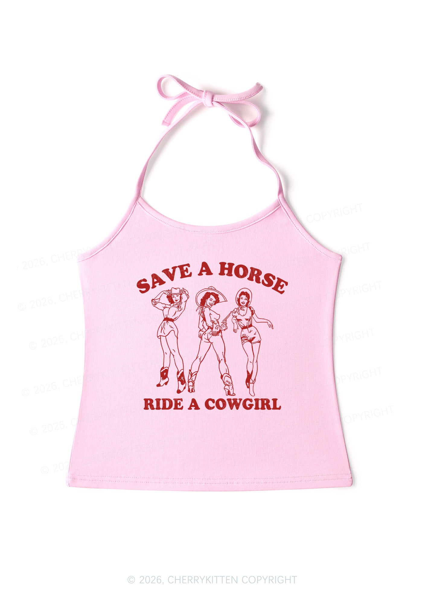 Ride A Cowgirl Pride Y2K Halter Neck Cami Cherrykitten