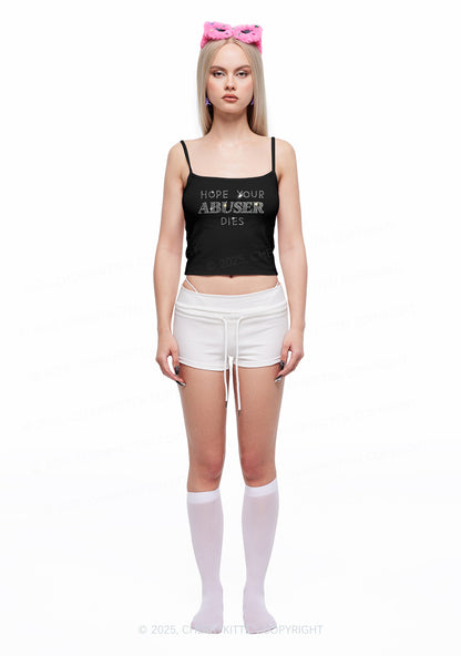 Rhinestone Abuser Dies Y2K Spaghetti Strap Cami Cherrykitten