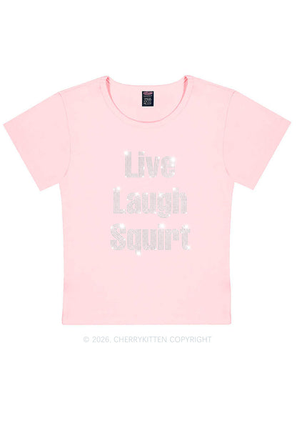 Rhinestone Live Laugh Squirt Y2K Baby Tee Cherrykitten