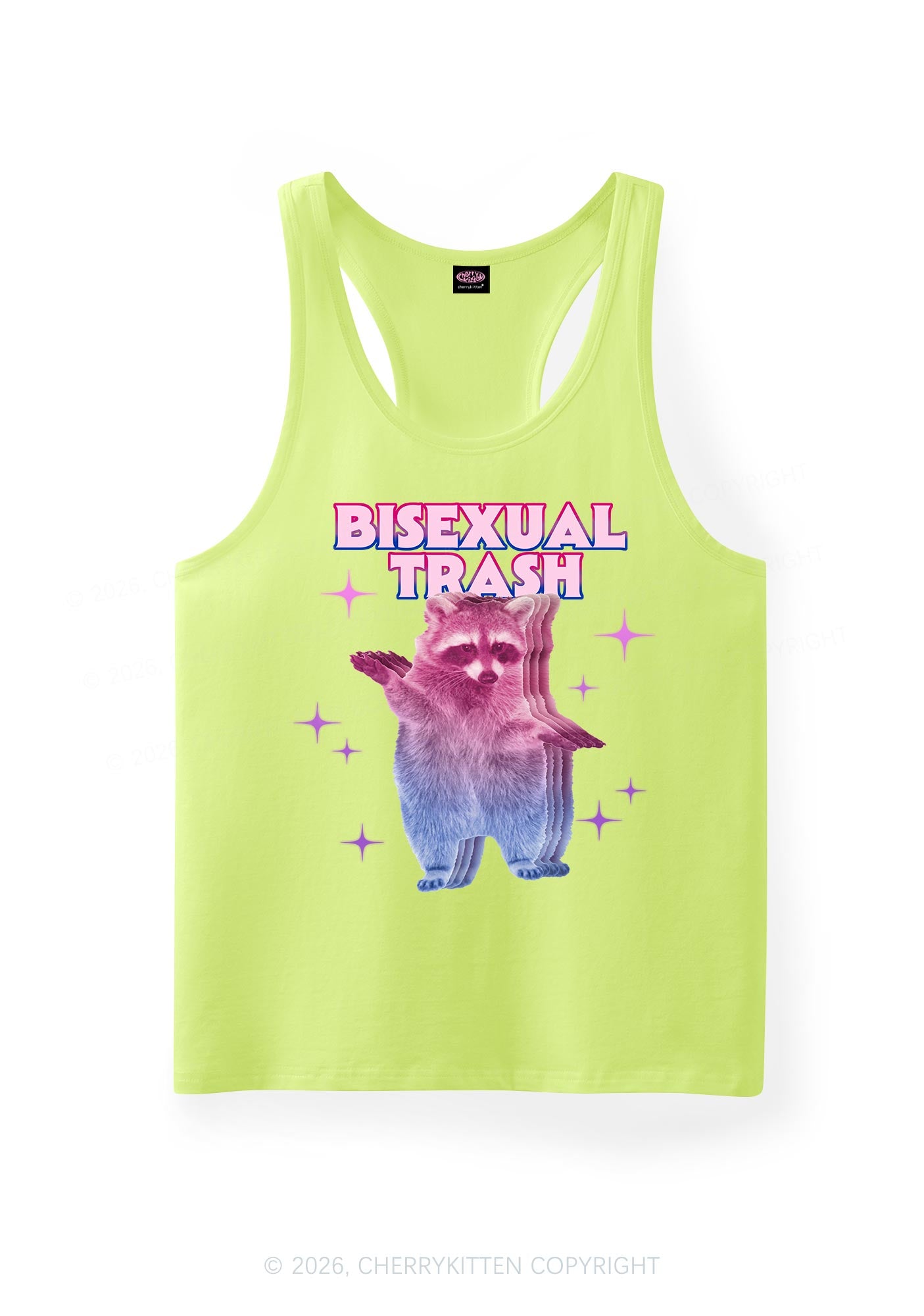 Bisexual Trash Raccoon Pride Y2K Men Racerback Tank Top Cherrykitten