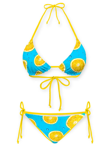 Yellow Lemon Y2K Print Bikini Set Cherrykitten