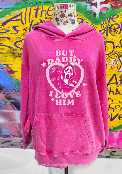 Halloween Daddy Love Horror Y2K Washed Hoodie Cherrykitten