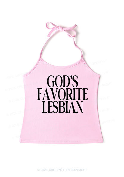 Gods Favorite Lesbian Pride Y2K Halter Neck Cami Cherrykitten