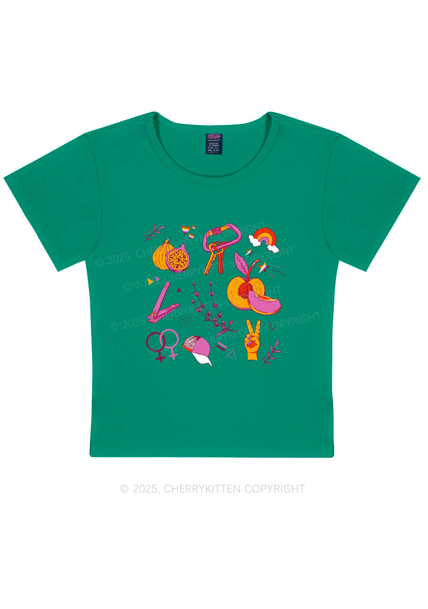 Lesbian Symbols Y2K Baby Tee Cherrykitten