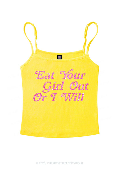Glitter Eat Your Girl Out Pride Y2K Spaghetti Strap Cami Cherrykitten