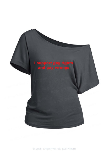 Support Gay Rights Y2K Off Shoulder Tee Cherrykitten