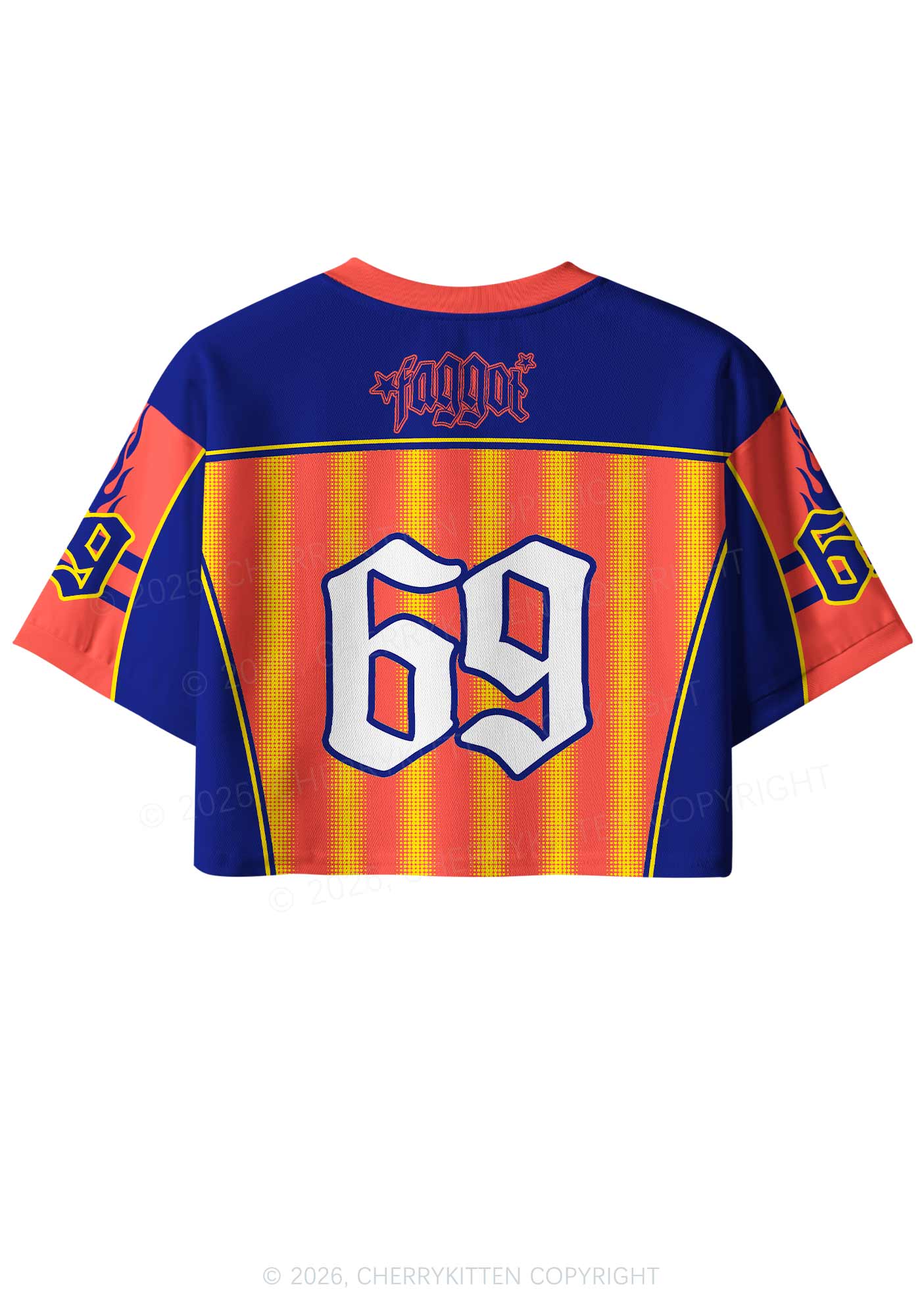 Faggot Orange Yellow Stripes Pride Y2K Crop Sport Jersey Shirts Cherrykitten