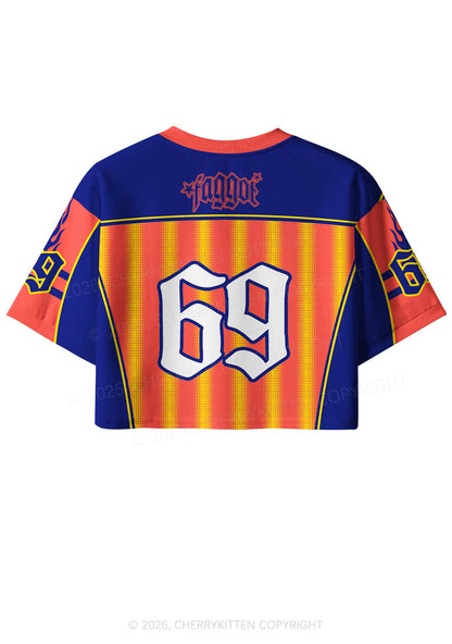 Faggot Orange Yellow Stripes Pride Y2K Crop Sport Jersey Shirts Cherrykitten