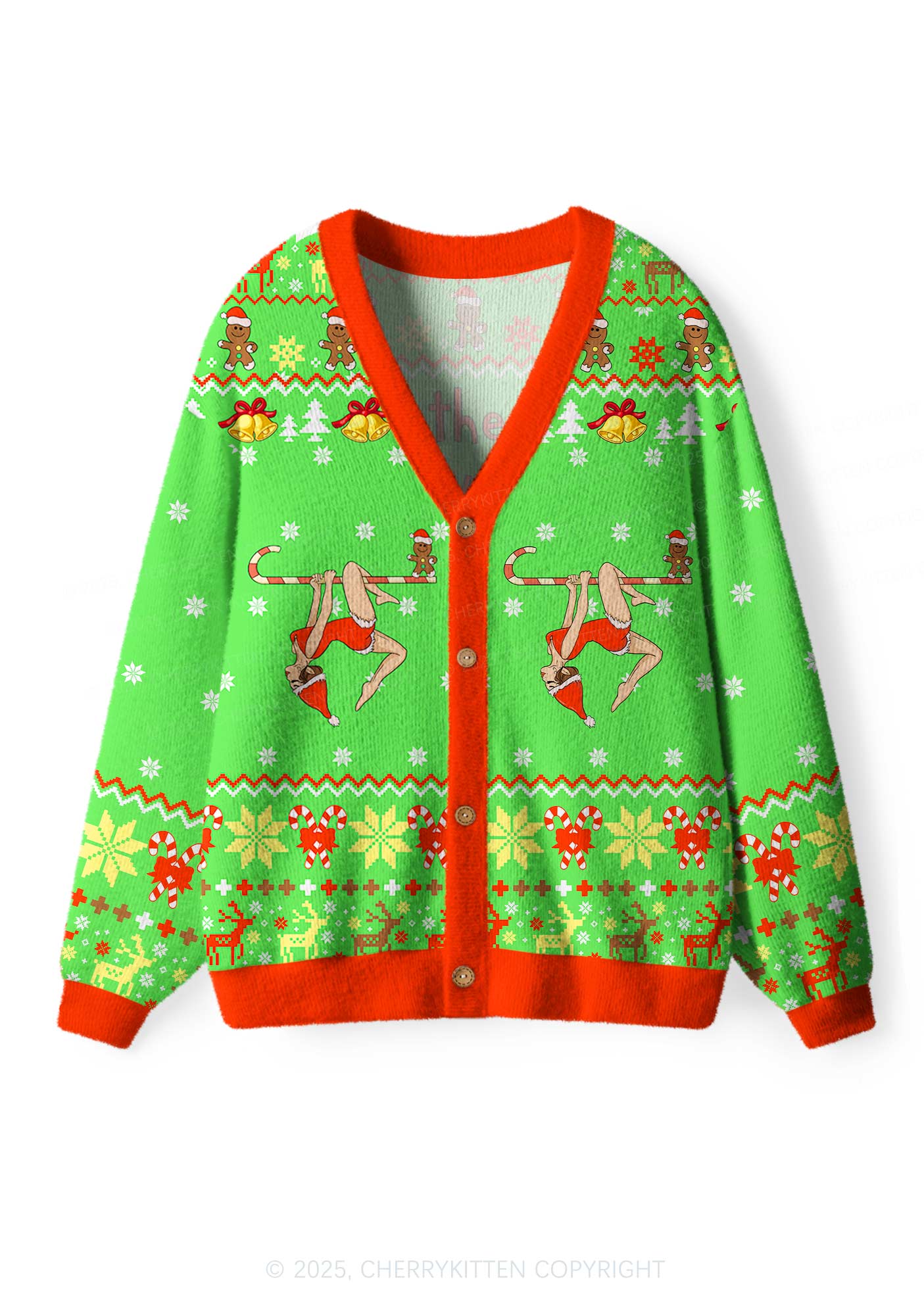 Yoga Girl Y2K Christmas Cardigan Knit Sweatshirt Cherrykitten