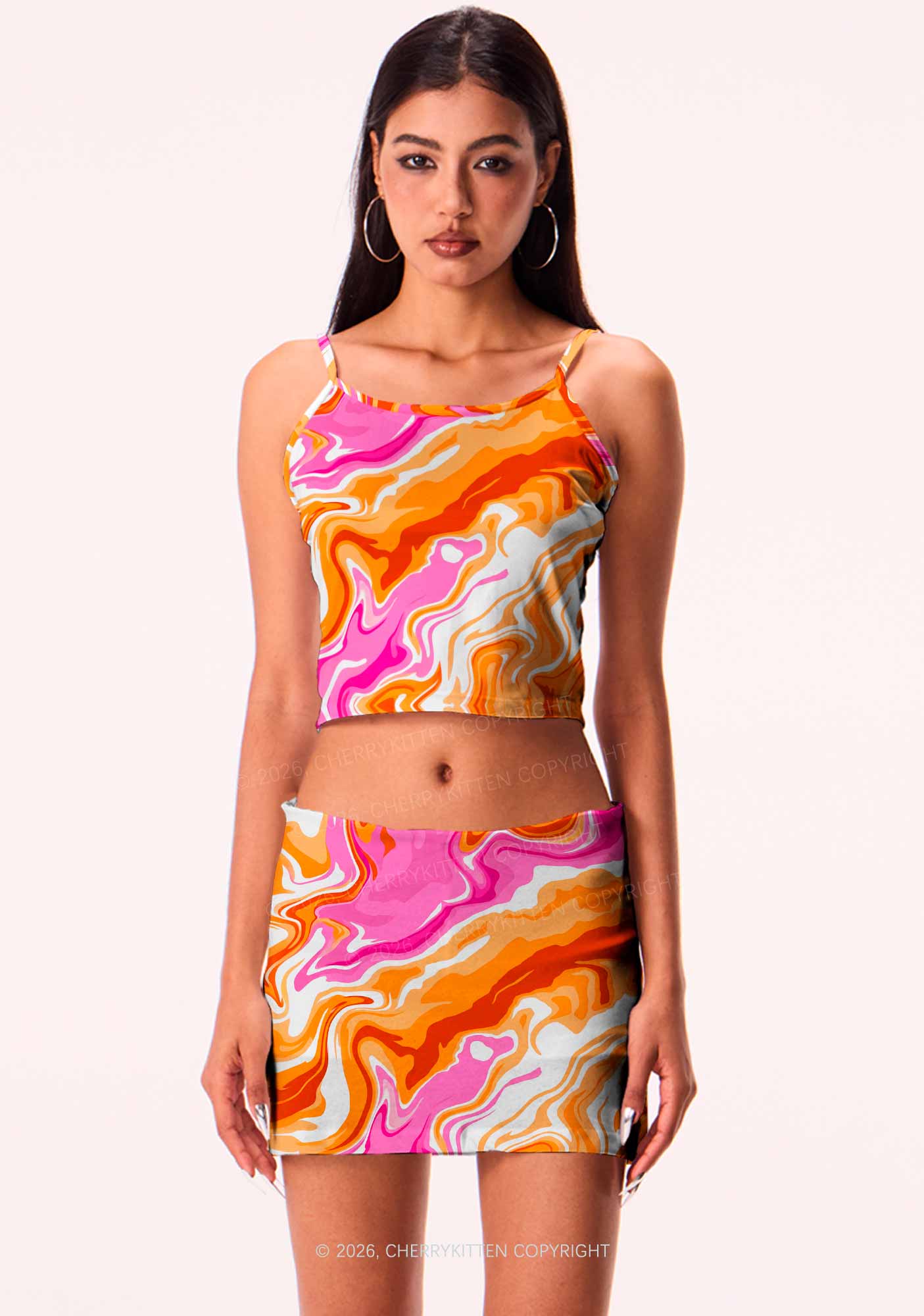 Lesbian Liquid Tie Dye Pride Y2K Print Mini Skirt Cherrykitten