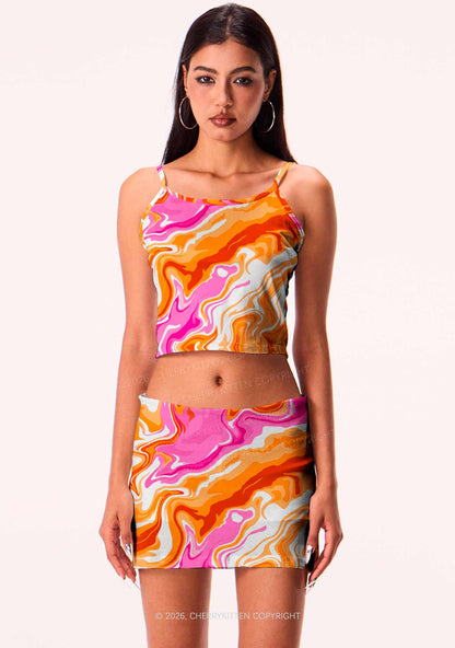 Lesbian Liquid Tie Dye Pride Y2K Print Mini Skirt Cherrykitten