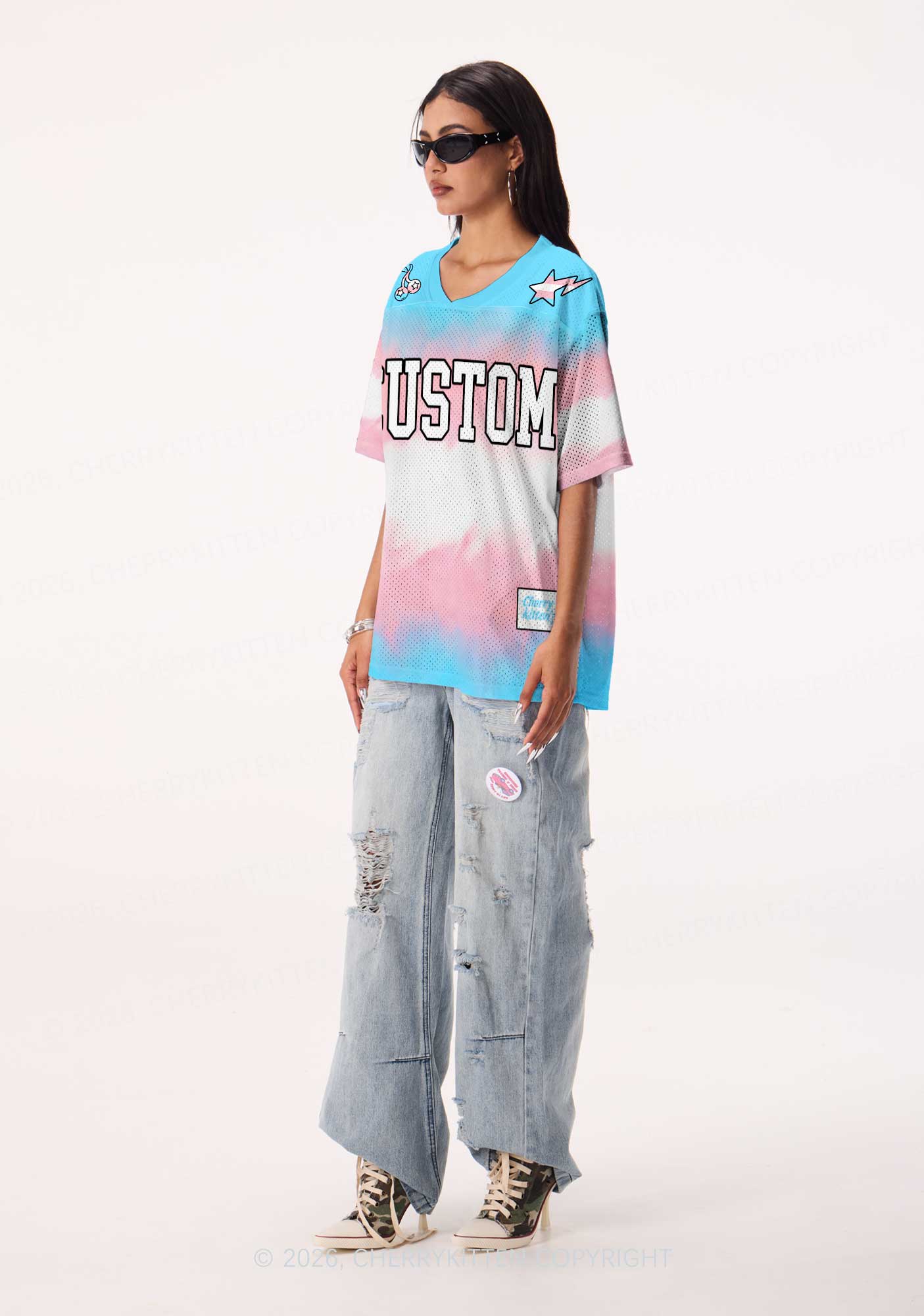 Custom Transgender Flag Pride Y2K Sport Jersey Shirts Cherrykitten