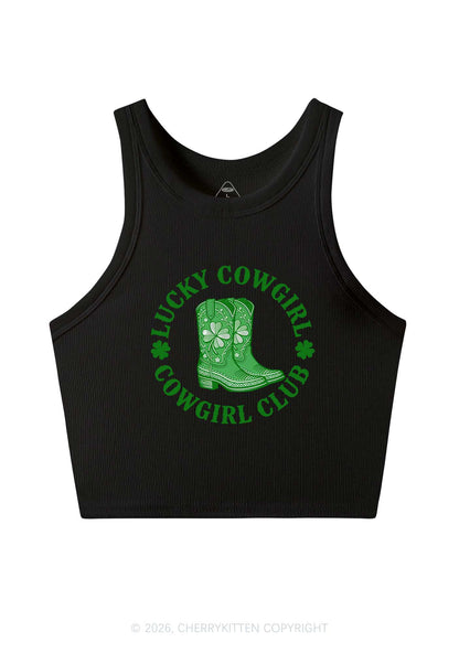 Lucky Cowgirl Club St Patricks Y2K Crop Tank Top Cherrykitten