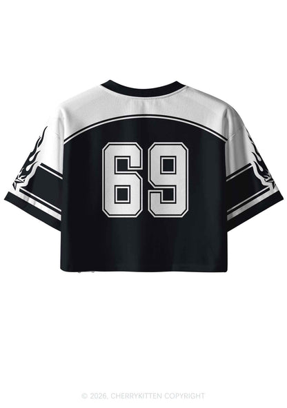 Sadistic And Autistic Y2K Crop Sport Jersey Shirts Cherrykitten