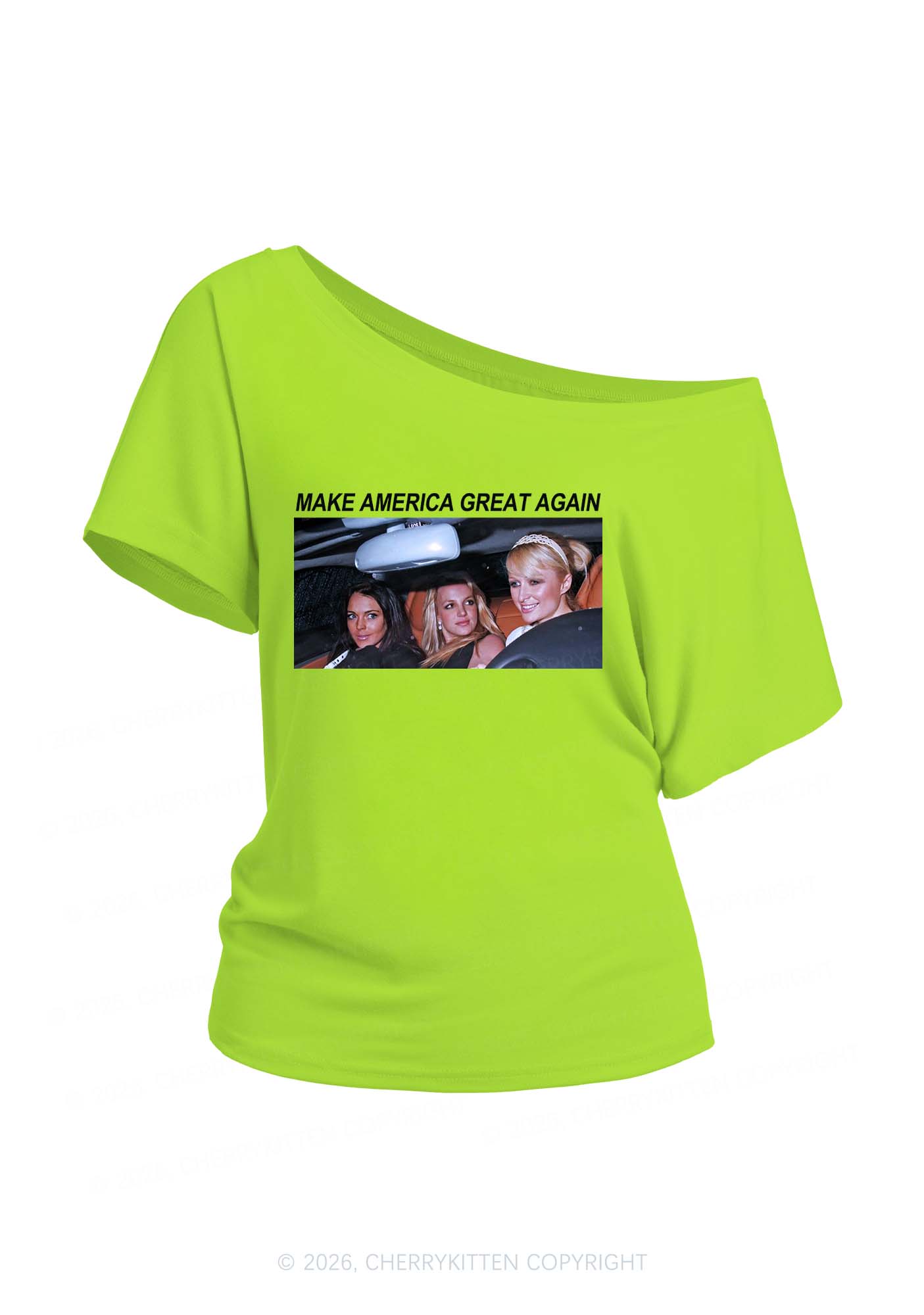 Make America Great Again Y2K Off Shoulder Tee Cherrykitten