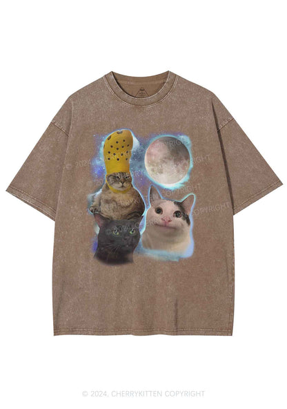 Three Cats Moon Y2K Washed Tee Cherrykitten