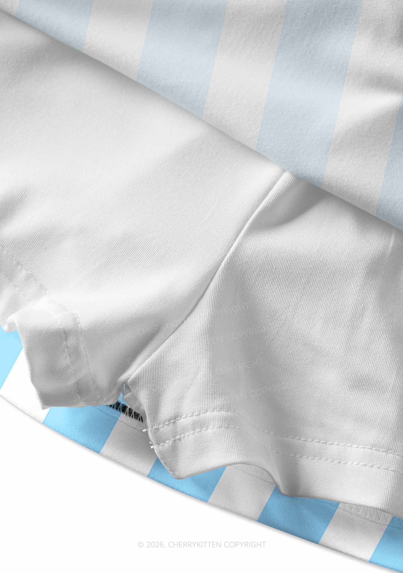 Blue White Stripes Y2K Print Mini Skirt Cherrykitten