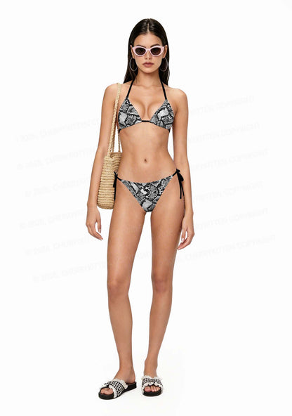Black Snake Skin Pattern Y2K Print Bikini Set Cherrykitten